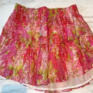 Love shack fancy pink floral mini skirt